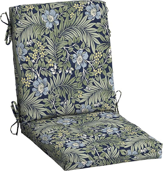 Arden Outdoor Patio Dining Chair Cushion, 20x44, Rain-Proof Seat Pad, Fade-Resistant Outdoor Cushion Sapphire Morrison Floral