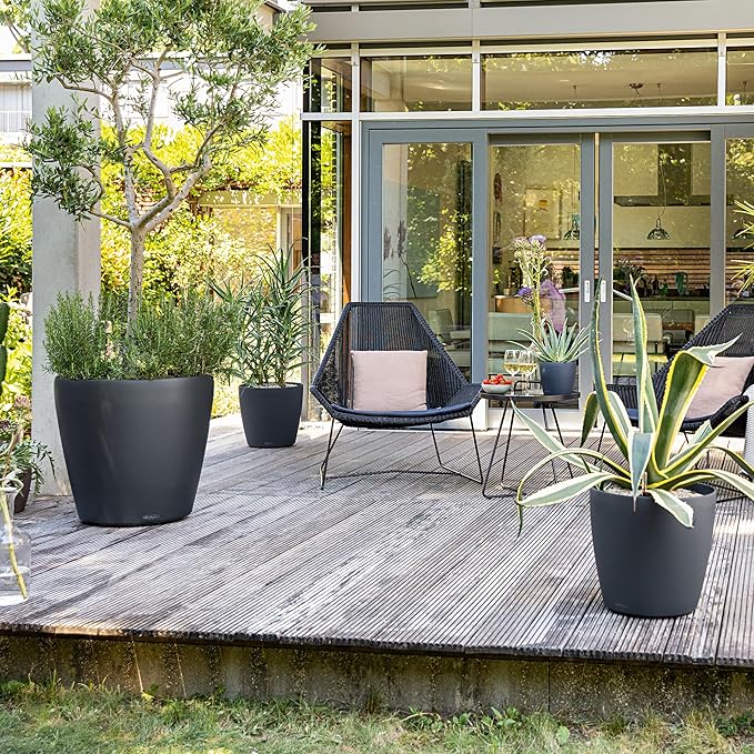 Lechuza 13224 Classico 35 Self-Watering Planter for Indoor and Outdoor Use, 14" x 14" x 13", Slate Matte