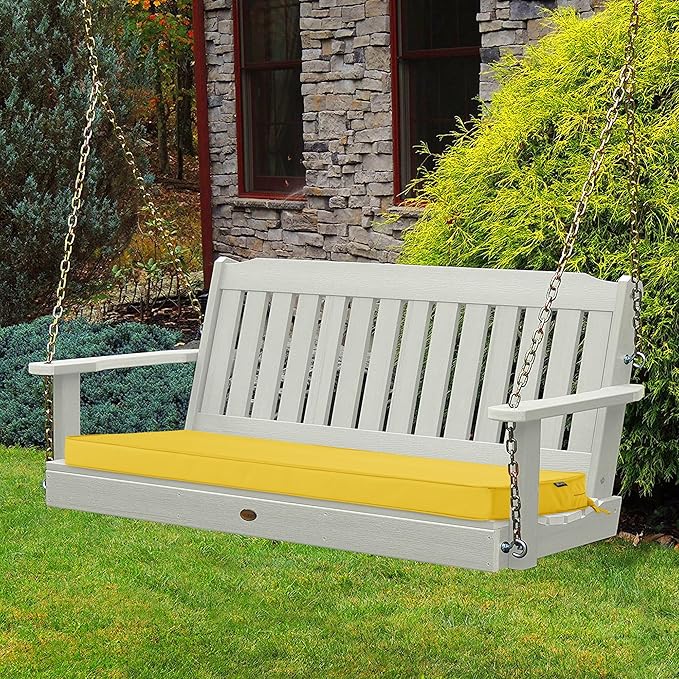 Outdoor Bench Cushion 48 x 18 Inch Thick Waterproof Porch Swing Cushions with Tie Patio Furniture Chair Cushion Bench Pad Color Fastness Backyard Seat Pads, Yellow