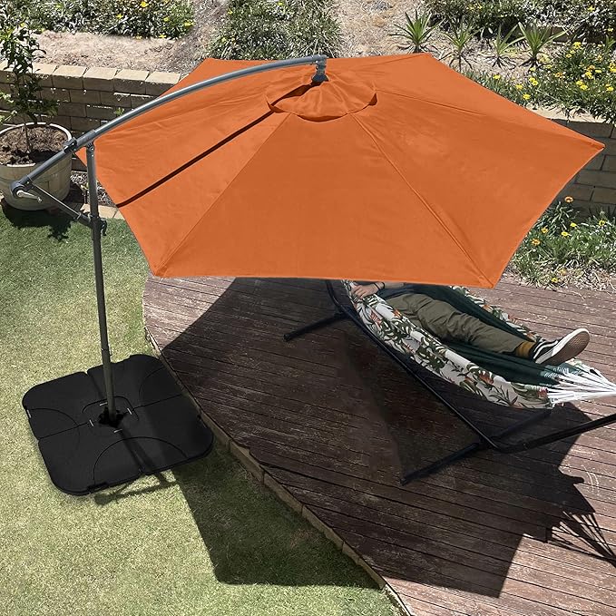 10 Ft Offset Cantilever Patio Umbrella - Fade-Resistant Shade Umbrella Outdoor Patio Canopy with Cross Base for Garden, Lawn, Deck, Yard or Pool by Pure Garden (Terracotta)