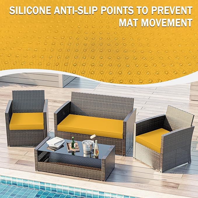3 Pack Outdoor Replacement Cushions,36L x 18W x 3H,18L x 18W x 3H inch, High-Elastic Replacement Sponge for 4-Seater Water-Resistant Patio/Sofa with Removable Covers (Yellow)