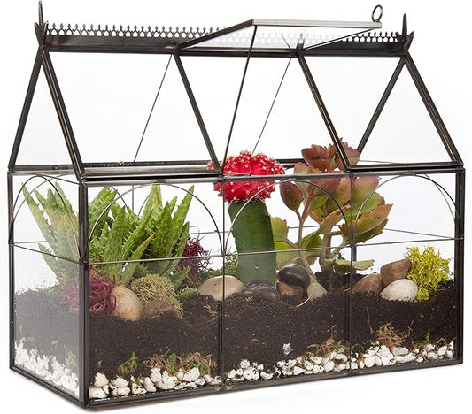 D'Eco Glass Greenhouse Centerpiece (10x4.5x9) - Valentine's Day Home Decor - Tabletop Geometric Planter Terrarium - Fill with Succulents, Moss, Roses, Chocolates - Valentines Gift for Plant Lovers