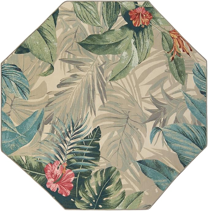 Unique Loom Outdoor Botanical Collection Area Rug - Kula (7' 1" Octagon Multi/Gray)