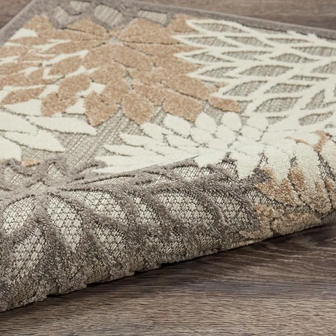 Nourison Home Aloha Natural 6' x 9' Area Rug - Easy Clean, Non Shedding, Bed Room, Living Room, Dining Room, Kitchen (6' x 9')