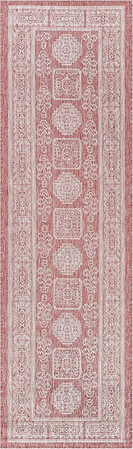 Keen Home Design Terrace Outdoor Runner Rug - 26"x91" Washable Indoor/Outdoor Rug for Patio, Kitchen, Balcony, Beach, Garden, Deck and Porch, Size: 2'2" x 7'7", Trend Red