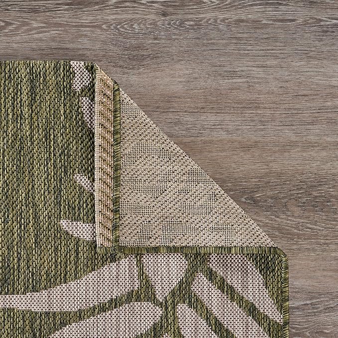 LR Home 2x3 Indoor/Outdoor Area Rug for Home Decor | Coastal Pineapples Carpet for Living Room, Bedroom, Playroom, Patio, Garden | Modern Farmhouse Rug | Dark Green/Beige
