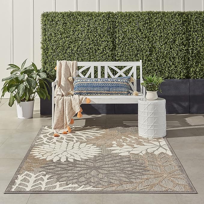 Nourison Home Aloha Natural 3'6" x 5'6" Area Rug - Easy Clean, Non Shedding, Bed Room, Living Room, Dining Room, Kitchen (4' x 6')