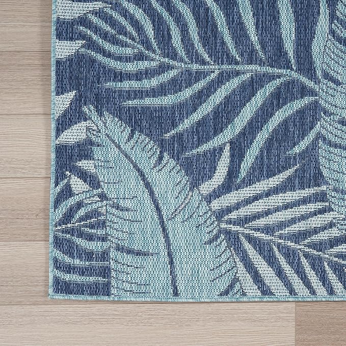 Nourison Home Garden Oasis Navy 6' x 9' Area Rug - Easy Clean, Non Shedding, Bed Room, Living Room, Dining Room, Kitchen (6' x 9')