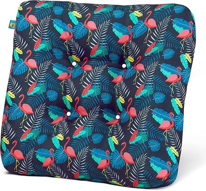 DUCKCOVERS® Water-Resistant Indoor/Outdoor Seat Cushions, 19 x 19 x 5 Inch, 2 Pack, After Party Flamingo, Outdoor Patio Cushions