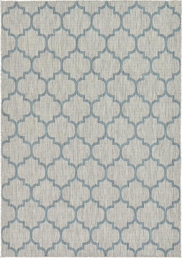 Unique Loom Outdoor Trellis Collection Area Rug (7' 1" x 10' Rectangle, Gray/ Ivory)
