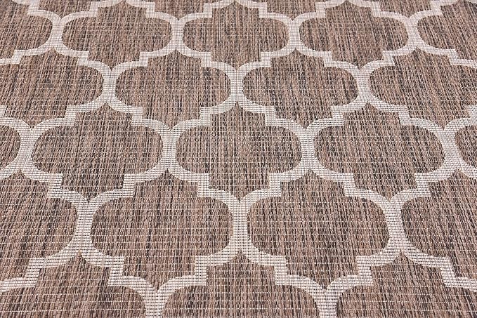 Unique Loom Outdoor Trellis Collection Area Rug (6' 1" x 9' Rectangle, Brown/ Ivory)