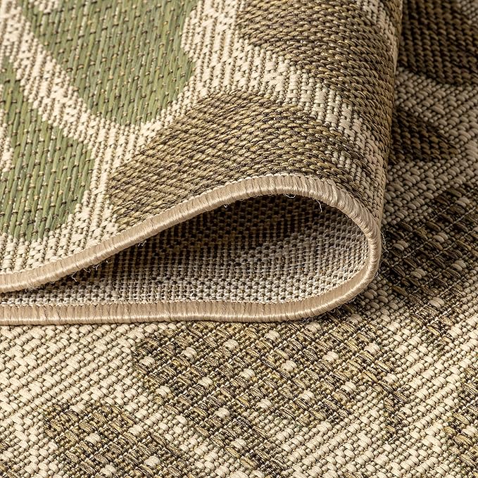 JONATHAN Y Floral Textured Weave Indoor Outdoor Octagon Area Rug 8 Ft Sage/Brown, Zinnia Modern for Backyard, Patio, Porch, Easy-Cleaning, High Traffic, Pet-Friendly, Non-Shedding (SMB110A-8TGN)