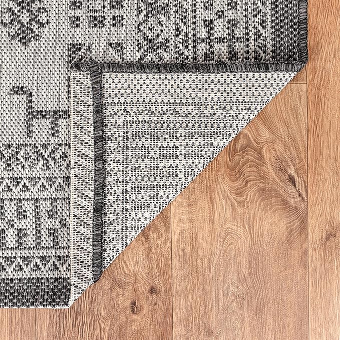 Keen Home Design Terrace Outdoor Area Rug - 46"x67" Washable Indoor/Outdoor Rug for Patio, Kitchen, Balcony, Beach, Garden, Deck and Porch, Size: 3'10" x 5'7", Force Black
