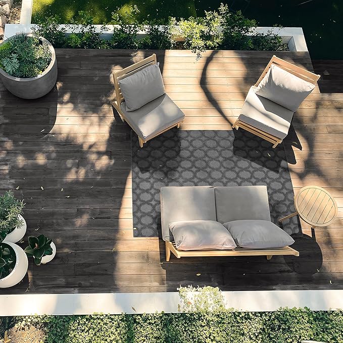 Garland Rug Garden Trellis 5 ft. x 7 ft. Indoor/Outdoor Area Rug Outdoor Waterproof Rug for Patio, Camping Rugs, RV, Porch, Deck, Camper, Balcony, Backyard for High-Traffic Areas, Cinder Gray