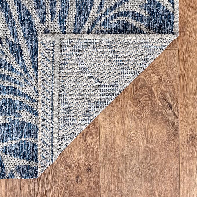 Keen Home Design Terrace Outdoor Runner Rug - 26"x119" Washable Indoor/Outdoor Rug for Patio, Kitchen, Balcony, Beach, Garden, Deck and Porch, Size: 2'2" x 9'11", Rainforest Navy