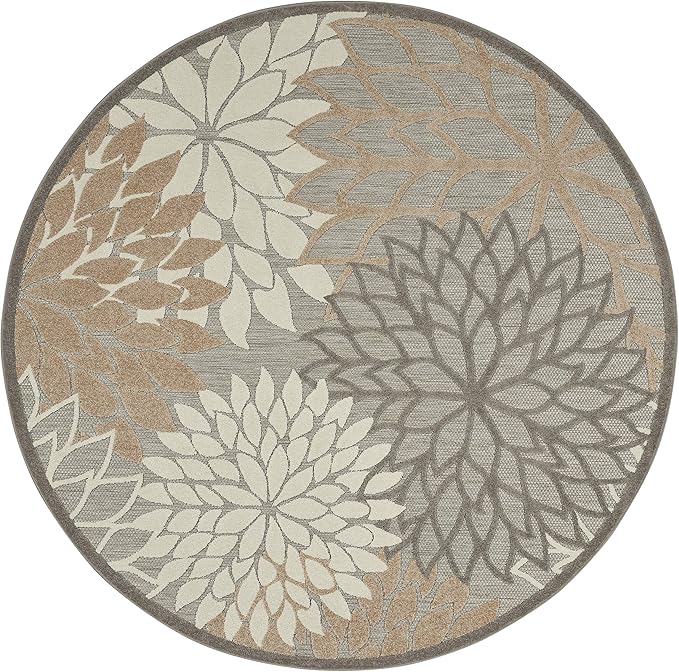 Nourison Home Aloha Natural 7'10" x Round Area Rug - Easy Clean, Non Shedding, Bed Room, Living Room, Dining Room, Kitchen (8' x Round)