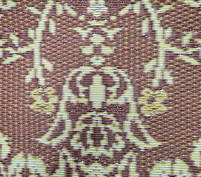 Mad Mats Outdoor Rug, Reversible Plastic Mat for Patio, Deck, Camping, Indoors, Oriental Garland, 4' x 6', Teal/Brown