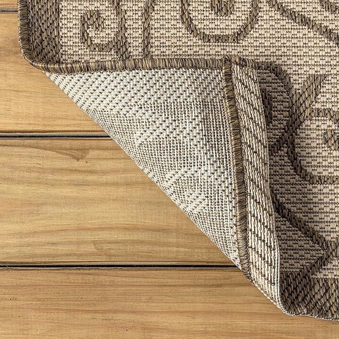 JONATHAN Y Vintage Filigree Indoor Outdoor Octagon Area Rug 5 Ft Beige/Brown, Madrid Textured Weave for Backyard, Patio, Porch, Easy-Cleaning, High Traffic, Pet-Friendly, Non-Shedding (SMB107B-5TGN)