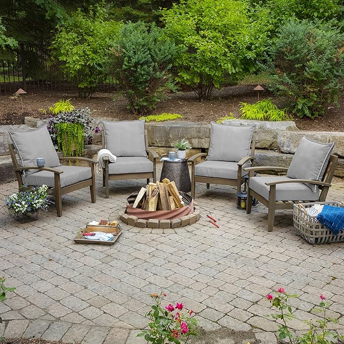 Arden Olefin Outdoor Foam Deep Seat Cushion Set, 24 in x 24 in, Weather-Proof, Rain-Proof, Fade Resistant Patio Cushion, Deep Seat Bottom and Back Cushion for Chair, Sofa, and Couch Paloma Woven
