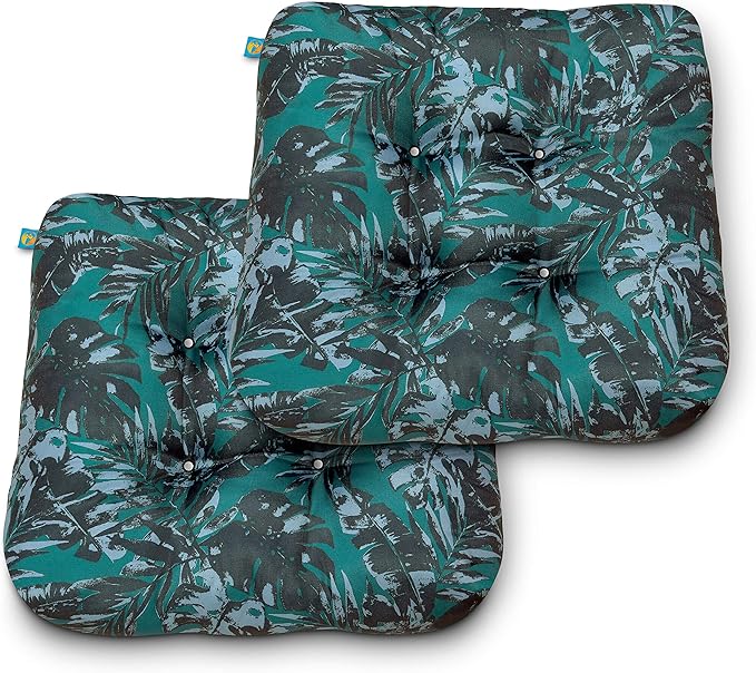 Duck Covers Water-Resistant Indoor/Outdoor Seat Cushions, 19 x 19 x 5 Inch, 2 Pack, Olympic Forest, Outdoor Patio Cushions