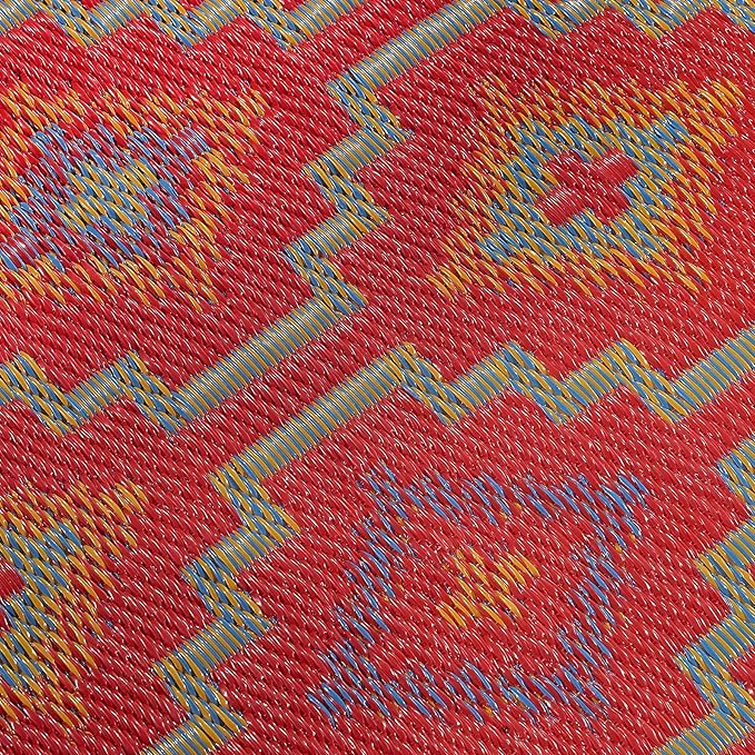 Fab Habitat Striped Non Slip Doormat - Durable, Thin - Recycled Plastic - Entryway, Front Door, Porch, Patio - Lhasa - Orange & Violet (24" x 36" Non-Slip)