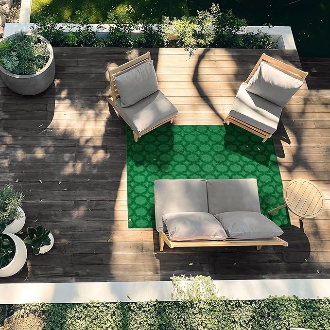Garland Rug Garden Trellis 5 ft. x 7 ft. Indoor/Outdoor Area Rug Outdoor Waterproof Rug for Patio, Camping Rugs, RV, Porch, Deck, Camper, Balcony, Backyard for High-Traffic Areas, Green