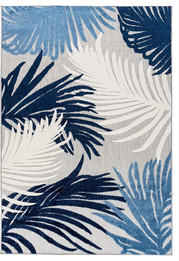 Rugshop Lucca Contemporary Floral Indoor/Outdoor Area Rug 3'3"x5' Navy