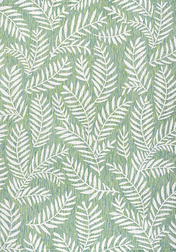 JONATHAN Y Palm Frond Indoor Outdoor Area Rug 4X6 Cream/Green, Nevis for Backyard, Patio, Porch, Easy-Cleaning, High Traffic, Pet-Friendly, Non-Shedding (SMB119G-4)