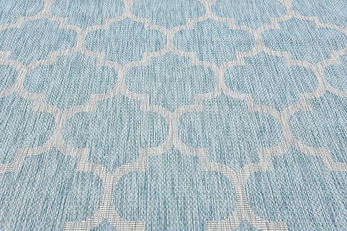 Unique Loom Outdoor Trellis Collection Area Rug (9' x 12' Rectangle, Aquamarine/ Gray)