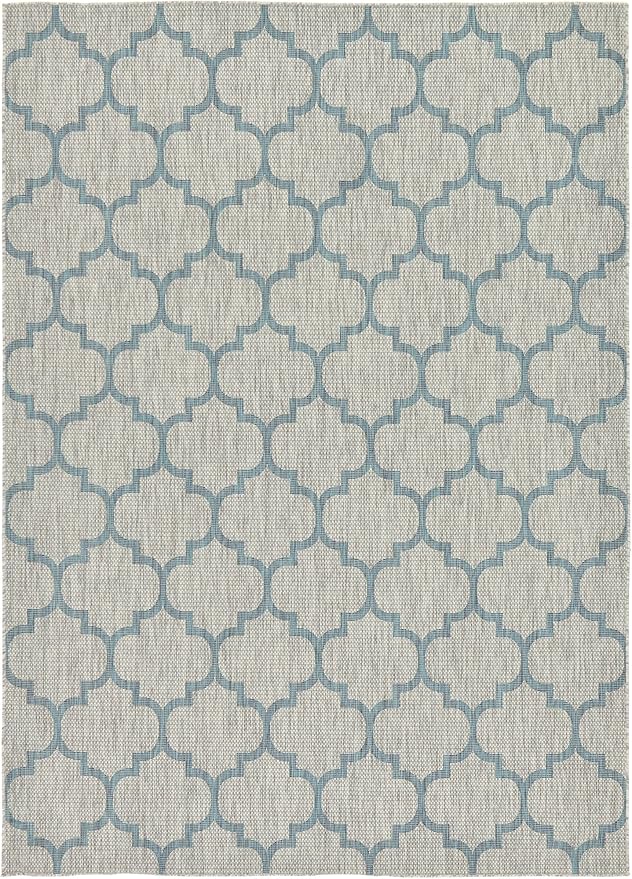 Unique Loom Outdoor Trellis Collection Area Rug (8' x 11' 4" Rectangle, Gray/ Ivory)
