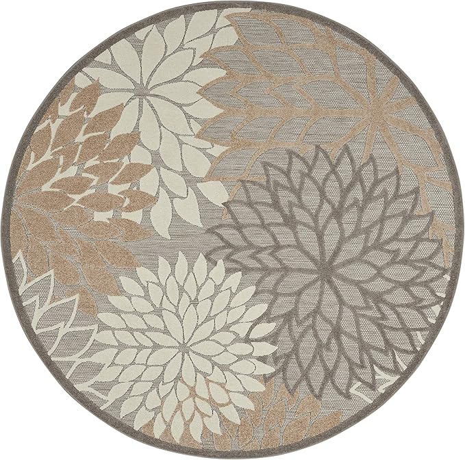 Nourison Home Aloha Natural 4' x Round Area Rug - Easy Clean, Non Shedding, Bed Room, Living Room, Dining Room, Kitchen (4' x Round)