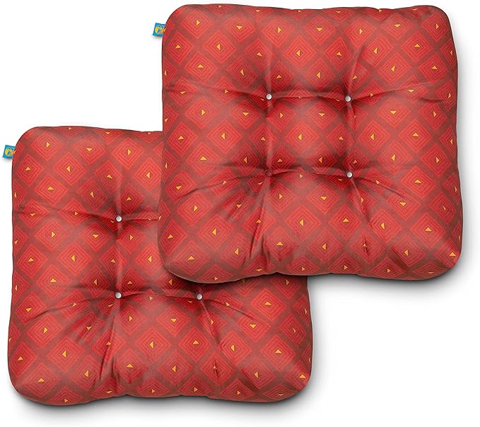 Duck Covers Water-Resistant Indoor/Outdoor Seat Cushions, 19 x 19 x 5 Inch, 2 Pack, Ruby Mosaic, Outdoor Patio Cushions