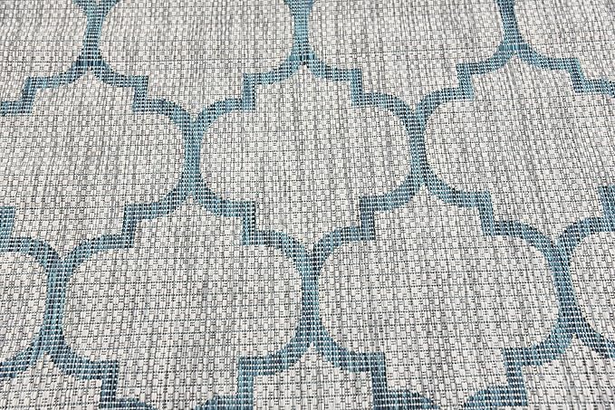 Unique Loom Outdoor Trellis Collection Area Rug (4' 1" x 6' 1" Rectangle, Gray/ Ivory)