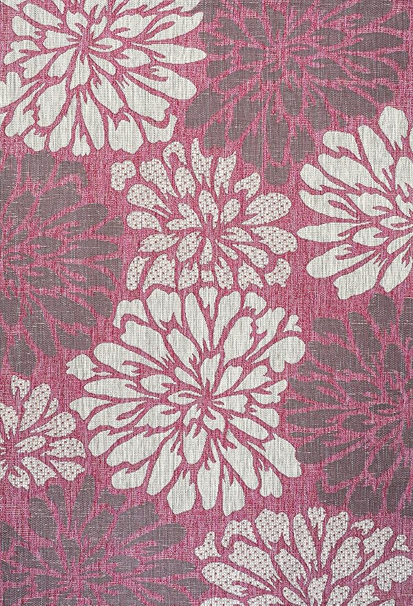 JONATHAN Y Floral Textured Weave Indoor Outdoor Area Rug 3X5 Fuchsia/Light Gray, Zinnia Modern for Backyard, Patio, Porch, Easy-Cleaning, High Traffic, Pet-Friendly, Non-Shedding (SMB110F-3)