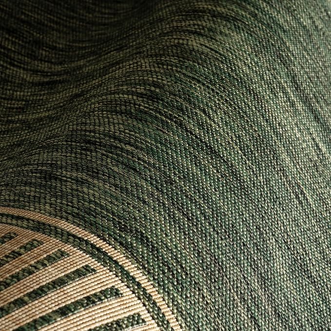 Nuloom Asha Green/Brown, 6'7" x 9', Casual, Striped Border, Soft and Cozy, High Traffic, Stain Resistant, Easy Clean, Durable Area Rug for Indoor/Outdoor Patio, Deck, Porch, Garden, Courtyard
