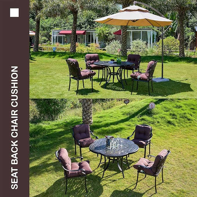 Outdoor Indoor Seat/Back Chair Tufted Cushion,All-Weather Patio Chair Cushion with Ties,for Patio Furniture,Coffee