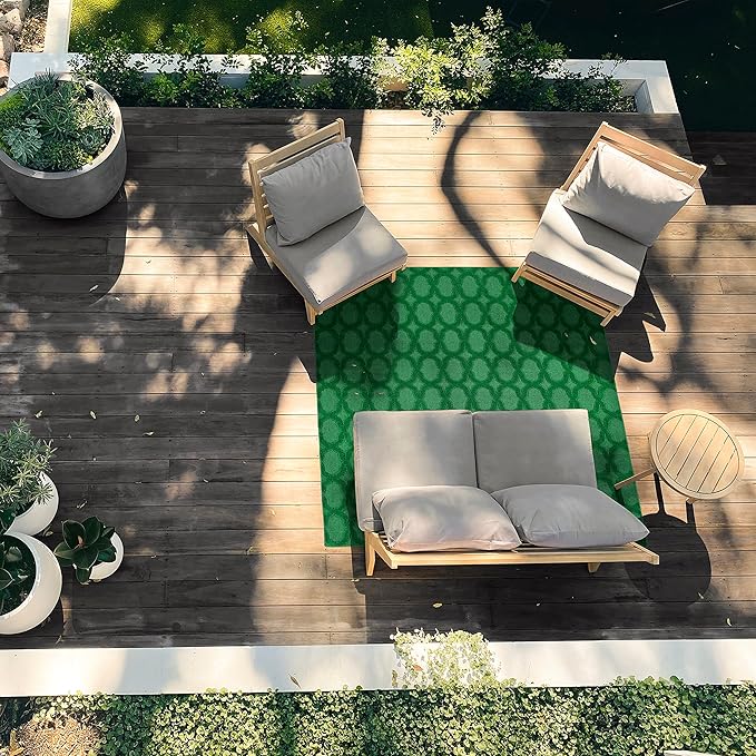 Garland Rug Garden Trellis 6 ft. x 6 ft. Square Indoor/Outdoor Area Rug Outdoor Waterproof Rug for Patio, Camping Rugs, RV, Porch, Deck, Camper, Balcony, Backyard for High-Traffic Areas, Green