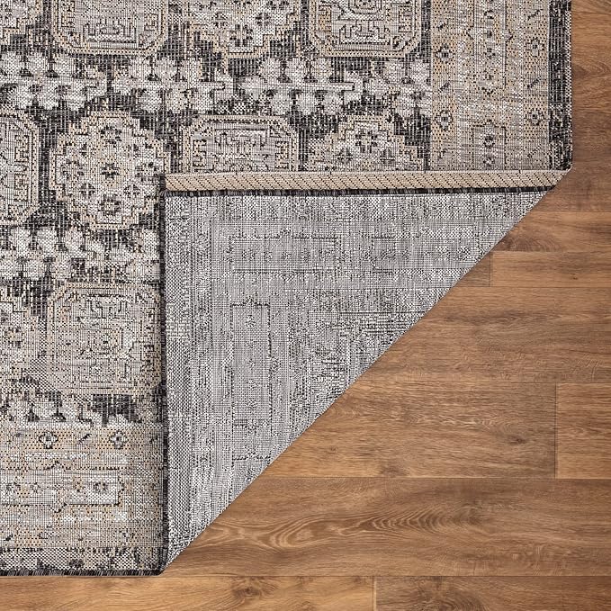 Keen Home Design Terrace Outdoor Runner Rug - 26"x91" Washable Indoor/Outdoor Rug for Patio, Kitchen, Balcony, Beach, Garden, Deck and Porch, Size: 2'2" x 7'7", Trend Black