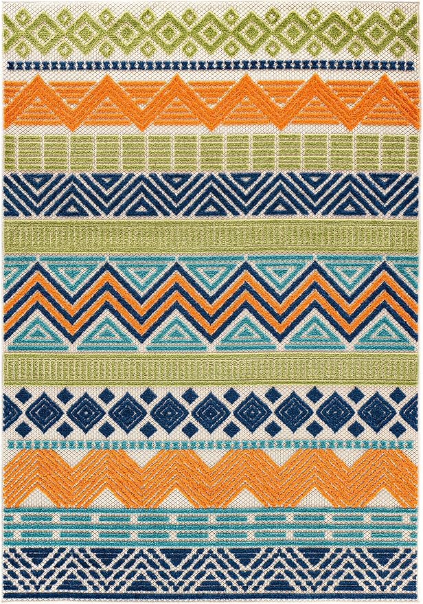 Rugshop Multi Marbella Boho Indoor/Outdoor Area Rug, Machine Washable for Backyard, Deck and Outdoor Lounge 12' x 15'