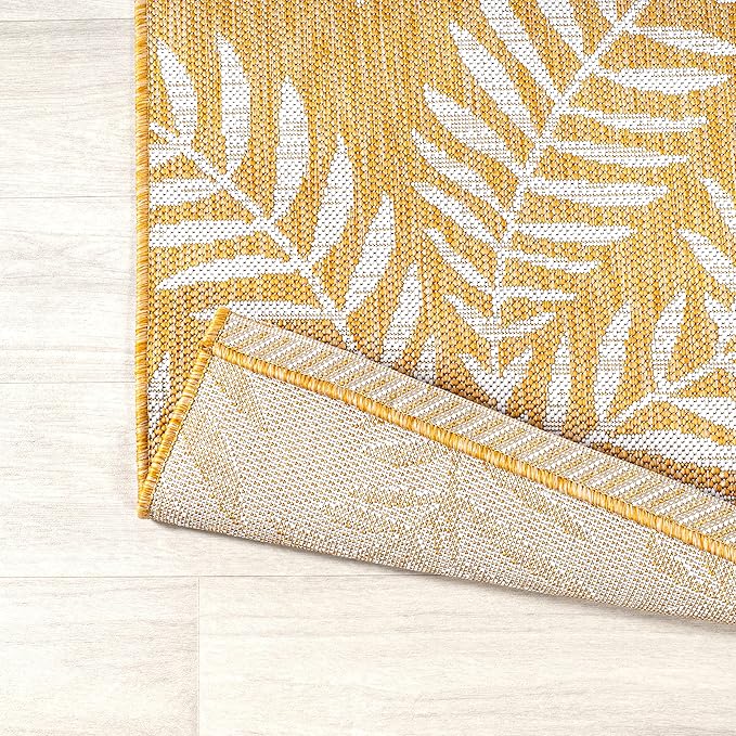 JONATHAN Y Palm Frond Indoor Outdoor Area Rug 9X12 Yellow/Cream, Nevis for Backyard, Patio, Porch, Easy-Cleaning, High Traffic, Pet-Friendly, Non-Shedding (SMB119C-9)
