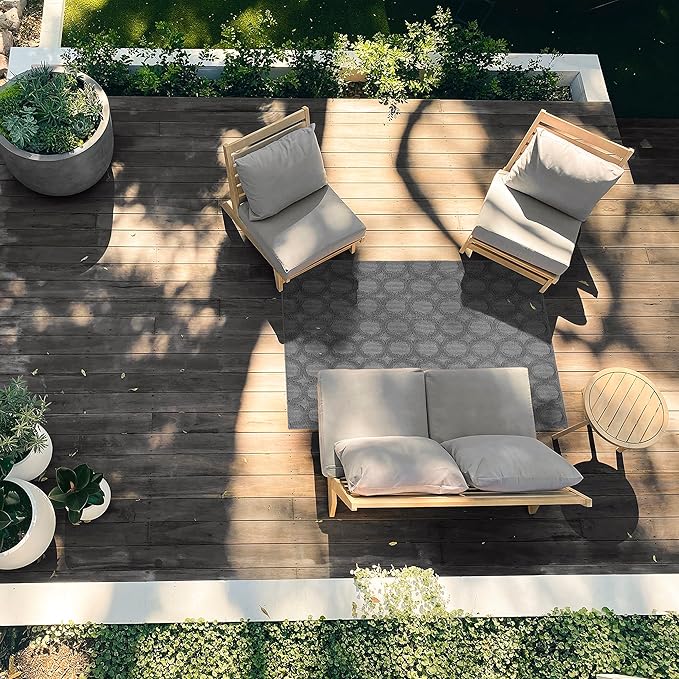 Garland Rug Garden Trellis 4 ft. x 6 ft. Indoor/Outdoor Area Rug Outdoor Waterproof Rug for Patio, Camping Rugs, RV, Porch, Deck, Camper, Balcony, Backyard for High-Traffic Areas, Cinder Gray
