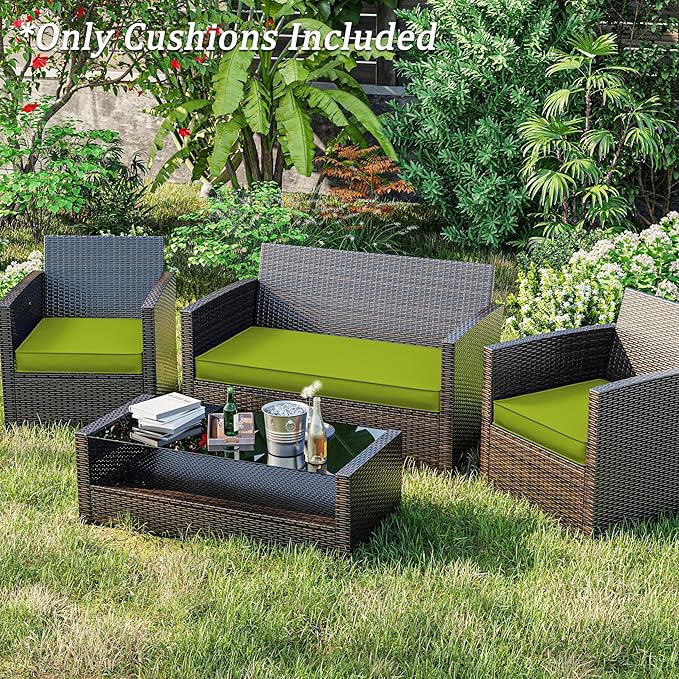 3 Pack Outdoor Replacement Cushions,36L x 18W x 3H,18L x 18W x 3H inch, High-Elastic Replacement Sponge for 4-Seater Water-Resistant Patio/Sofa with Removable Covers (Grass Green)