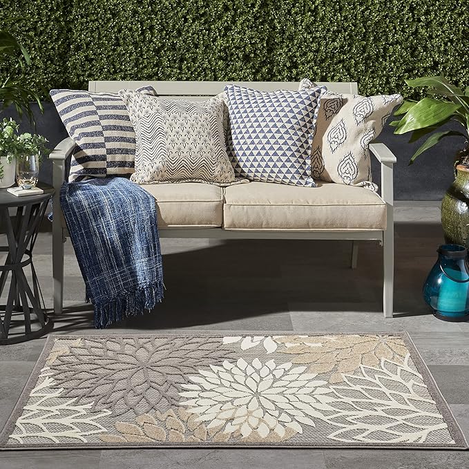 Nourison Home Aloha Natural 3' x 5' Area Rug - Easy Clean, Non Shedding, Bed Room, Living Room, Dining Room, Kitchen (3' x 5')