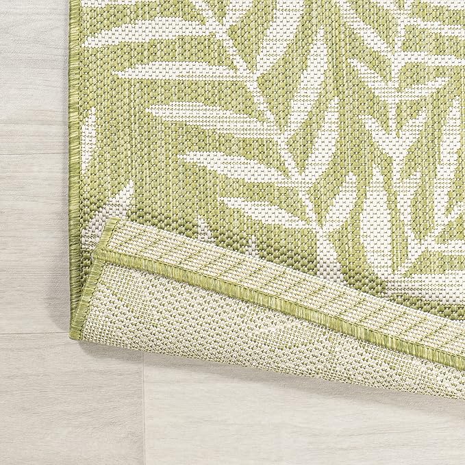 JONATHAN Y Palm Frond Indoor Outdoor Area Rug 3X5 Green/Cream, Nevis for Backyard, Patio, Porch, Easy-Cleaning, High Traffic, Pet-Friendly, Non-Shedding (SMB119D-3)