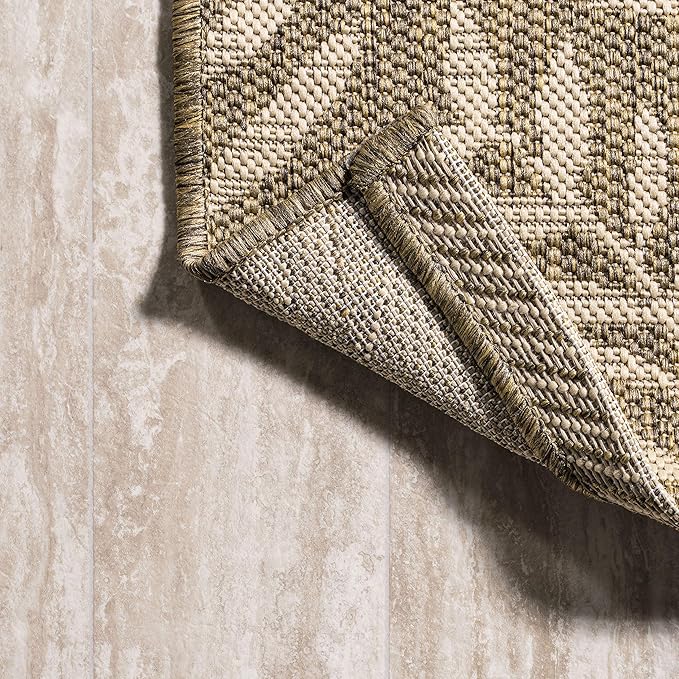 JONATHAN Y Palm Frond Indoor Outdoor Square Area Rug 4X4 Brown/Beige, Nevis for Backyard, Patio, Porch, Easy-Cleaning, High Traffic, Pet-Friendly, Non-Shedding (SMB119A-4SQ)