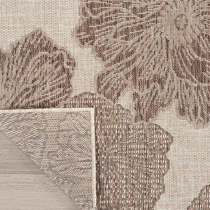 Nourison Home Garden Oasis Natural 6' x 9' Area Rug - Easy Clean, Non Shedding, Bed Room, Living Room, Dining Room, Kitchen (6' x 9')