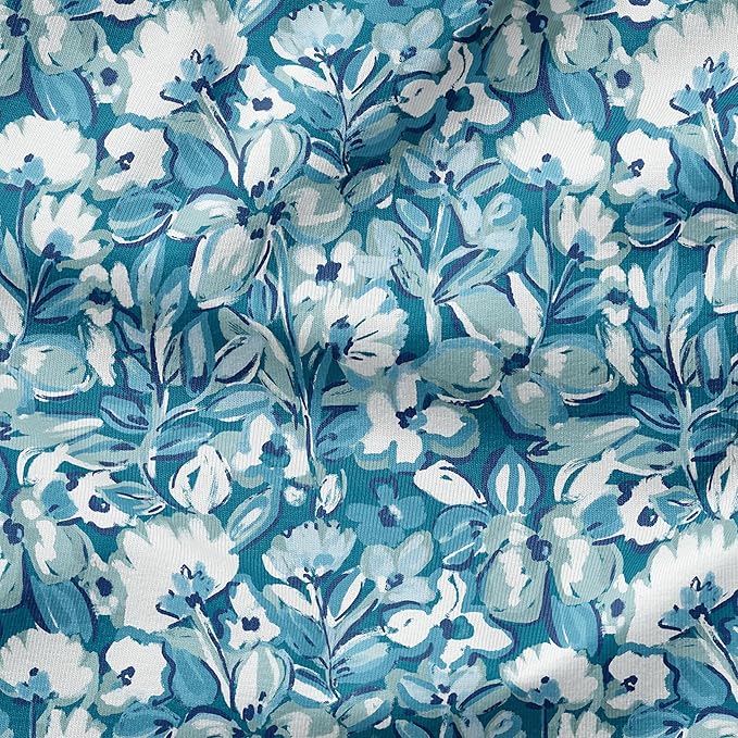 Arden Outdoor Deep Seat Cushion Set, 22 in x 24 in, Weather-Proof, Rain-Proof, Fade Resistant Patio Cushion Aqua Blue Fusion Floral