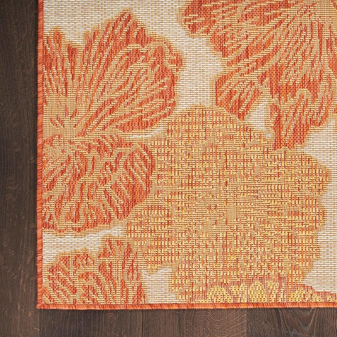 Nourison Home Garden Oasis Coral 9' x 12' Area Rug - Easy Clean, Non Shedding, Bed Room, Living Room, Dining Room, Kitchen (9' x 12')