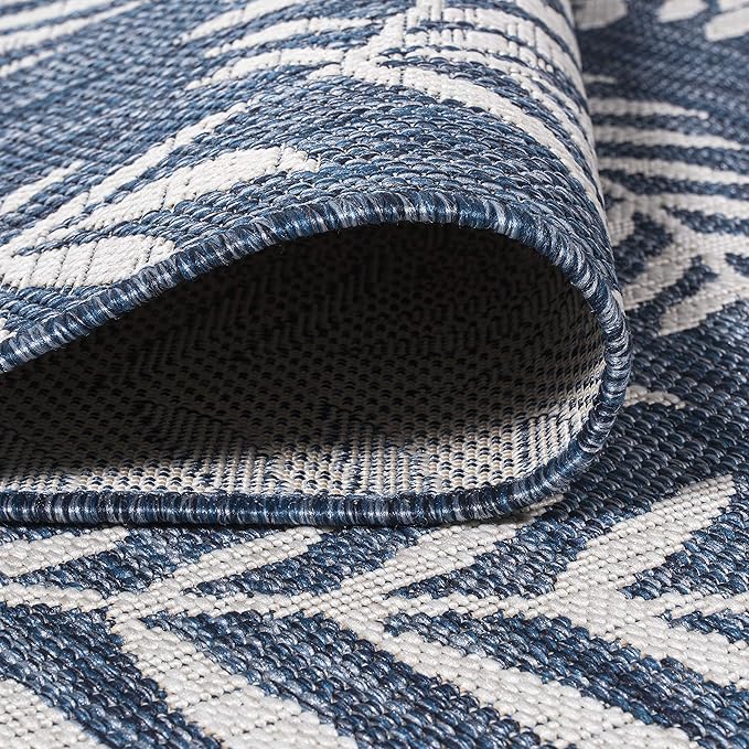 JONATHAN Y Palm Frond Indoor Outdoor Area Rug 3X5 Navy/Ivory, Nevis for Backyard, Patio, Porch, Easy-Cleaning, High Traffic, Pet-Friendly, Non-Shedding (SMB119B-3)