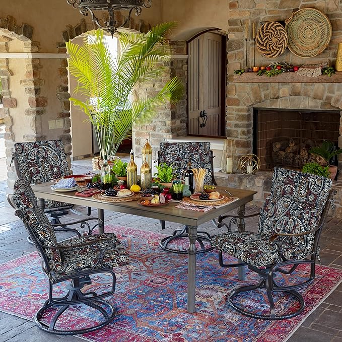 Arden Outdoor Chair Cushion, 21 x 20, Rain-Proof, Fade Resistant 20 x 21, Navy Palmira Paisley